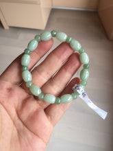 Load image into Gallery viewer, 100% natural type A icy watery light green olive shape(LU LU TONG) beads jadeite jade bracelet group BP147
