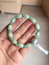 Load image into Gallery viewer, 100% natural type A icy watery light green olive shape(LU LU TONG) beads jadeite jade bracelet group BP147
