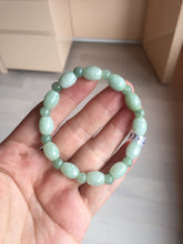 Load image into Gallery viewer, 100% natural type A icy watery light green olive shape(LU LU TONG) beads jadeite jade bracelet group BP147
