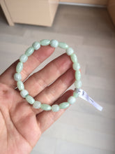 Load image into Gallery viewer, 100% natural type A icy watery light green olive shape(LU LU TONG) beads jadeite jade bracelet group BP147
