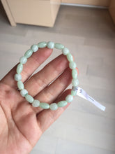 Load image into Gallery viewer, 100% natural type A icy watery light green olive shape(LU LU TONG) beads jadeite jade bracelet group BP147
