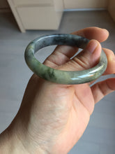 Load image into Gallery viewer, 49mm certified Type A 100% Natural icy watery yellow black(WuJi) oval Jadeite Jade bangle BM113-2674
