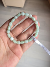 Load image into Gallery viewer, 100% natural type A icy watery light green olive shape(LU LU TONG) beads jadeite jade bracelet group BP147
