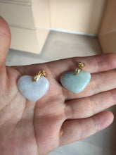 Load image into Gallery viewer, Type A 100% Natural watery light green/purple/yellow Jadeite Jade 3D sweet heart Pendant Z138
