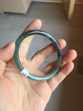 Load image into Gallery viewer, 56mm Certified Type A 100% Natural dark green/black/blue with black floating flowers(Wuji) slim round cut Jadeite bangle PD113-6916
