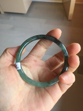 Load image into Gallery viewer, 56mm Certified Type A 100% Natural dark green/black/blue with black floating flowers(Wuji) slim round cut Jadeite bangle PD113-6916
