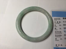 Load image into Gallery viewer, 56.5mm certified 100% natural type A white/sunny green round cut jadeite jade bangle AU36-9818
