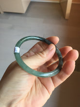 Load image into Gallery viewer, 56mm Certified Type A 100% Natural dark green/black/blue with black floating flowers(Wuji) slim round cut Jadeite bangle PD113-6916
