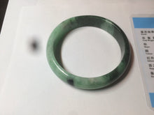 Load image into Gallery viewer, 56.6mm Certified Type A 100% Natural dark green/sunny green Jadeite Jade bangle K104-2840
