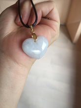 Load image into Gallery viewer, Type A 100% Natural watery light green/purple/yellow Jadeite Jade 3D sweet heart Pendant Z138
