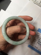 Load image into Gallery viewer, 56.5mm certified 100% natural type A white/sunny green round cut jadeite jade bangle AU36-9818
