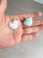 Load image into Gallery viewer, Type A 100% Natural watery light green/purple/yellow Jadeite Jade 3D sweet heart Pendant Z138
