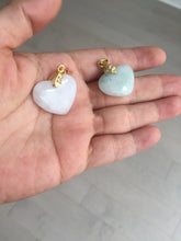 Load image into Gallery viewer, Type A 100% Natural watery light green/purple/yellow Jadeite Jade 3D sweet heart Pendant Z138
