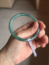 Load image into Gallery viewer, 59.5mm Certified Type A 100% Natural light green/blue/gray Guatemala slim round cut Jadeite bangle BP221-8433
