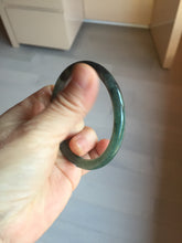 Load image into Gallery viewer, 56mm Certified Type A 100% Natural dark green/black/blue with black floating flowers(Wuji) slim round cut Jadeite bangle PD112-6915

