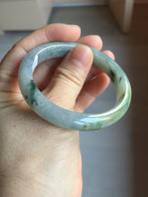 Load image into Gallery viewer, 51mm certified Type A 100% Natural icy watery dark green black(WuJi) oval Jadeite Jade bangle BM110-2672
