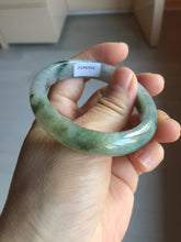 Load image into Gallery viewer, 51mm certified Type A 100% Natural icy watery dark green black(WuJi) oval Jadeite Jade bangle BM110-2672
