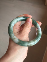 Load image into Gallery viewer, 59.5mm certified Type A 100% Natural dark green brown chubby round cut Jadeite Jade bangle BK141-5309
