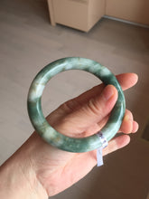 Load image into Gallery viewer, 59.5mm certified Type A 100% Natural dark green brown chubby round cut Jadeite Jade bangle BK141-5309
