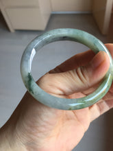 Load image into Gallery viewer, 51mm certified Type A 100% Natural icy watery dark green black(WuJi) oval Jadeite Jade bangle BM110-2672
