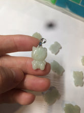 Load image into Gallery viewer, Type A 100% Natural light green jadeite jade cat kitty pendant BG43
