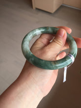 Load image into Gallery viewer, 59.5mm certified Type A 100% Natural dark green brown chubby round cut Jadeite Jade bangle BK141-5309
