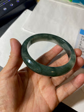 Load image into Gallery viewer, 卖了  57.7mm Certified Type A 100% Natural oily dark green/black/white Jadeite Jade bangle AM86-0393
