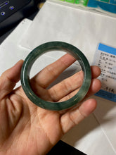 Load image into Gallery viewer, 卖了  57.7mm Certified Type A 100% Natural oily dark green/black/white Jadeite Jade bangle AM86-0393
