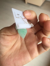 Load image into Gallery viewer, 100% natural type A white sunny green jadeite jade leaf earring PC25-1
