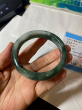 Load image into Gallery viewer, 卖了  57.7mm Certified Type A 100% Natural oily dark green/black/white Jadeite Jade bangle AM86-0393
