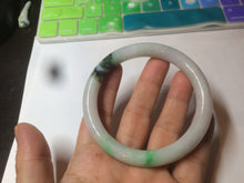 Load image into Gallery viewer, 57.5mm Certified 100% natural Type A icy sunny green/white/purple round cut jadeite jade bangle K107-2845
