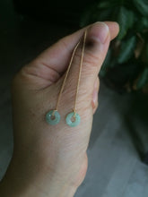 Load image into Gallery viewer, 100% Natural icy watery white/green/brown/purple ring dangling jadeite Jade earring C121
