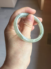 Load image into Gallery viewer, 52mm Certified Type A 100% Natural icy watery light green/dark green/black oval Jadeite bangle PD108-8546
