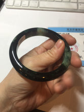 Load image into Gallery viewer, 58.8mm Certified 100% natural Type A dark green/black(绿水墨)  jadeite jade bangle pb55-9772
