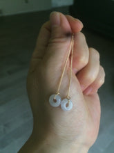 Load image into Gallery viewer, 100% Natural icy watery white/green/brown/purple ring dangling jadeite Jade earring C121
