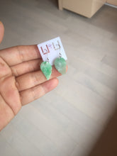 Load image into Gallery viewer, 100% natural type A sunny green jadeite jade leaf earring PC25-4
