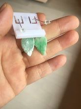 Load image into Gallery viewer, 100% natural type A sunny green jadeite jade leaf earring PC25-4

