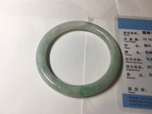 Load image into Gallery viewer, 53.6mm certified 100% natural type A white/sunny green round cut jadeite jade bangle AU38-9812
