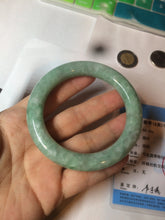 Load image into Gallery viewer, 55mm Certified type A 100% Natural green/white round cut Jadeite bangle BF79-4490
