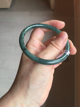 Load image into Gallery viewer, 57mm Certified Type A 100% Natural light green/blue/gray with black floating flowers Guatemala slim round cut Jadeite bangle BP213-1018
