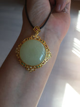 Load image into Gallery viewer, 100% Natural yellow/green Hetian nephrite Jade(和田黄玉) pendant HF84
