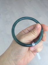 Load image into Gallery viewer, 57mm Certified Type A 100% Natural icy watery deep sea dark green/blue/gray/black slim round cut Guatemala Jadeite bangle AT114-2061
