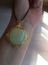 Load image into Gallery viewer, 100% Natural yellow/green Hetian nephrite Jade(和田黄玉) pendant HF84
