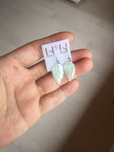 Load image into Gallery viewer, 100% natural type A icy watery light green jadeite jade leaf earring PC25-5
