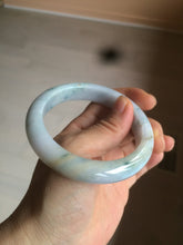 Load image into Gallery viewer, 57.7mm certified Type A 100% Natural light purple/white with green floating flowers Jadeite Jade bangle AY62-0442

