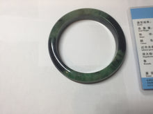 Load image into Gallery viewer, Sold  58.8mm Certified 100% natural Type A sunny green dark green/black(绿水墨)  jadeite jade bangle PB57-9764
