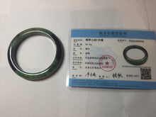 Load image into Gallery viewer, Sold  58.8mm Certified 100% natural Type A sunny green dark green/black(绿水墨)  jadeite jade bangle PB57-9764
