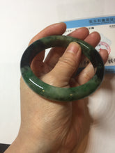 Load image into Gallery viewer, Sold  58.8mm Certified 100% natural Type A sunny green dark green/black(绿水墨)  jadeite jade bangle PB57-9764
