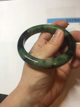 Load image into Gallery viewer, Sold  58.8mm Certified 100% natural Type A sunny green dark green/black(绿水墨)  jadeite jade bangle PB57-9764
