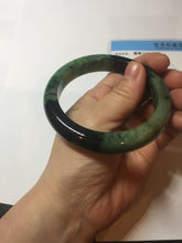 Load image into Gallery viewer, Sold  58.8mm Certified 100% natural Type A sunny green dark green/black(绿水墨)  jadeite jade bangle PB57-9764

